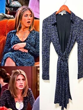 Early 2000s Designer Silk Wrap Dress ASO Rachel Green in Friends
